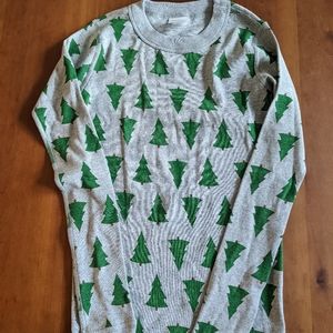 Girl's Cotton 2-Piece PJ set - US 10, Christmas tree pattern, grey